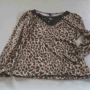 Leopard Print 5th Ave Long-sleeve Sweater